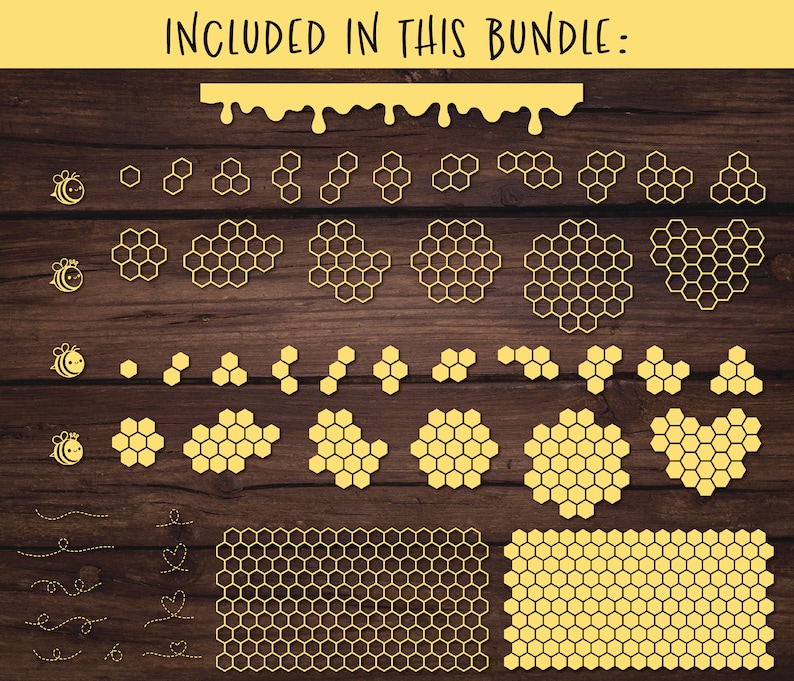 Download Bee SVG Mega Bundle Honeycomb cut file Cute bumble bee Honey | Etsy