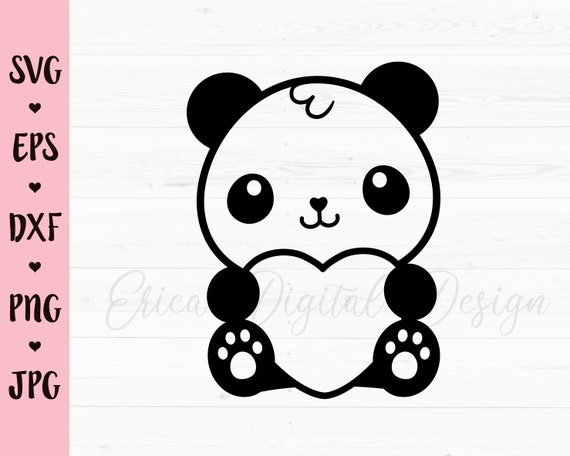 Kawaii Cute Panda With Heart - Panda - Sticker