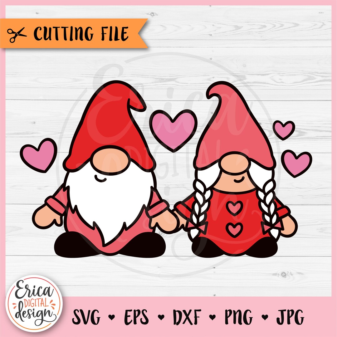 Love Gnomes SVG Valentine Gnome Layered Cut File Cricut Silhouette Cute ...