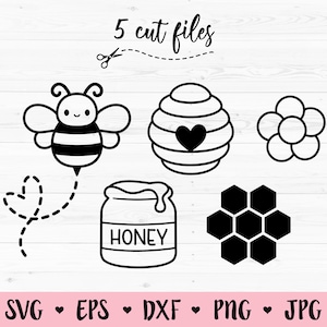 Bij SVG Bundel Honingraat Bijenkorf Honing Bloem snijvijl Hommel snijvijl Honingbij Tumbler Silhouette Cricut Vinyl Sticker Stencil Shirt