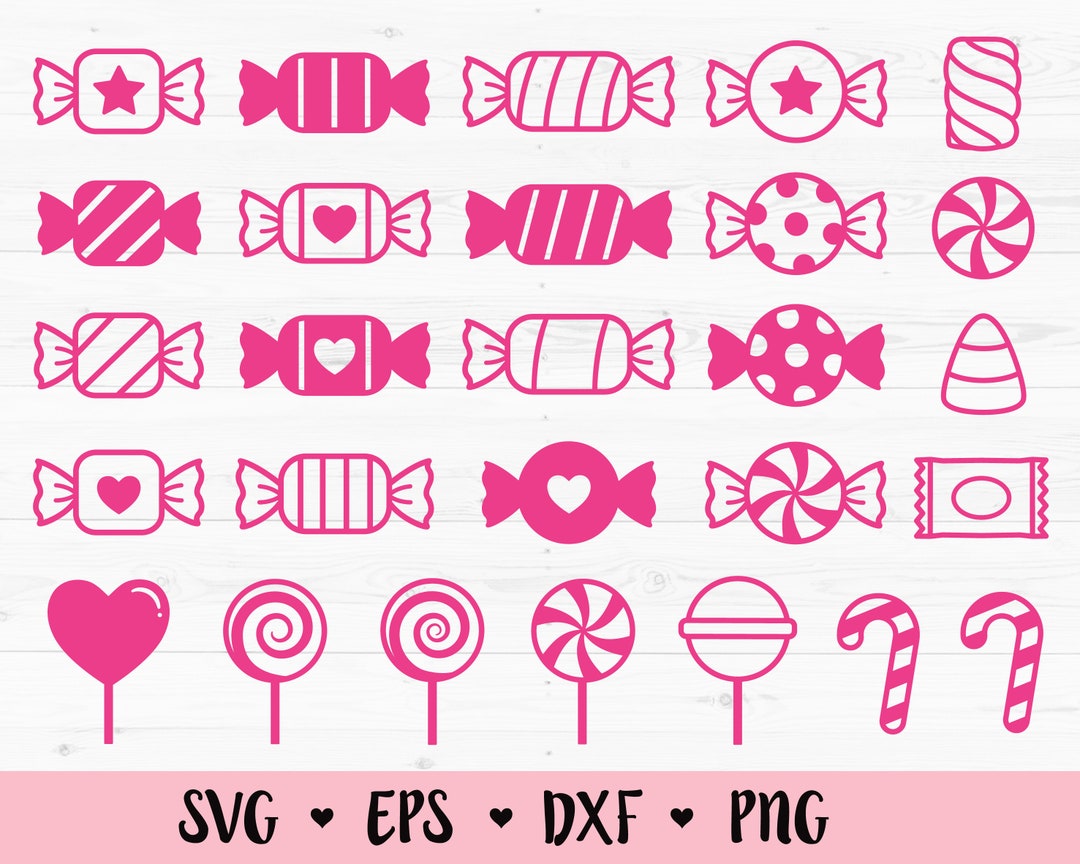 Candy SVG Bundle Cute Candies Lollipop Cut File Sweet Treats Holiday ...