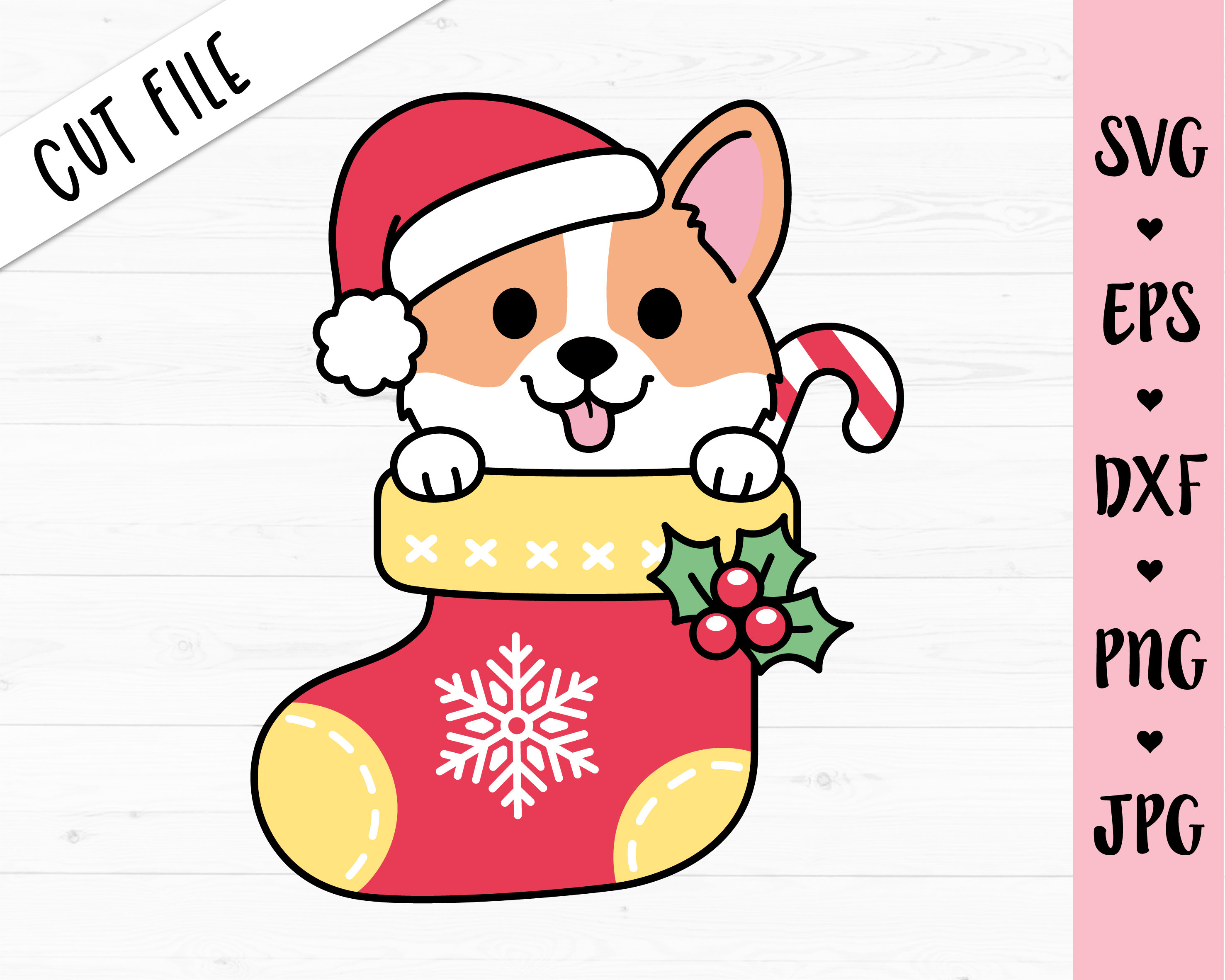 Christmas Corgi SVG Christmas Stocking cut file Funny Corgi | Etsy