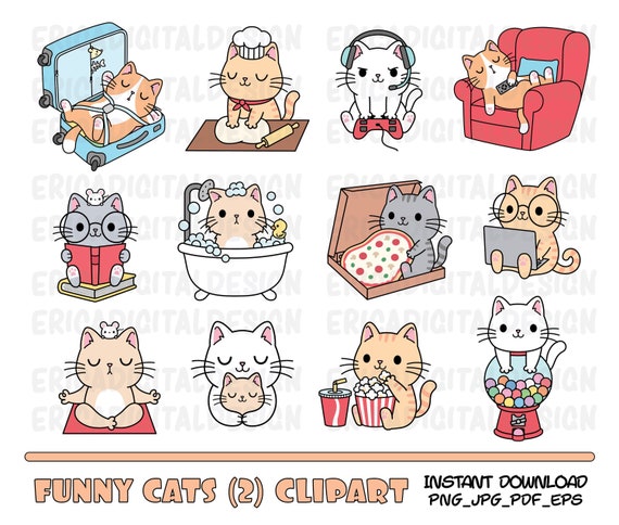 Cute White Cat Kitten Kitty Icon Kawaii Cartoon Character Funny