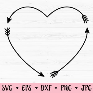 Arrow Heart SVG cut file Heart Arrow Monogram frame cutting file Circle arrows Boho Tribal arrows Valentine Wedding Silhouette Cricut Vinyl
