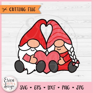 Amore Gnomi SVG San Valentino Gnome file di taglio a strati per Cricut Silhouette Carino San Valentino Cuore Anniversario Coppia Fidanzamento Ferro su Vinile