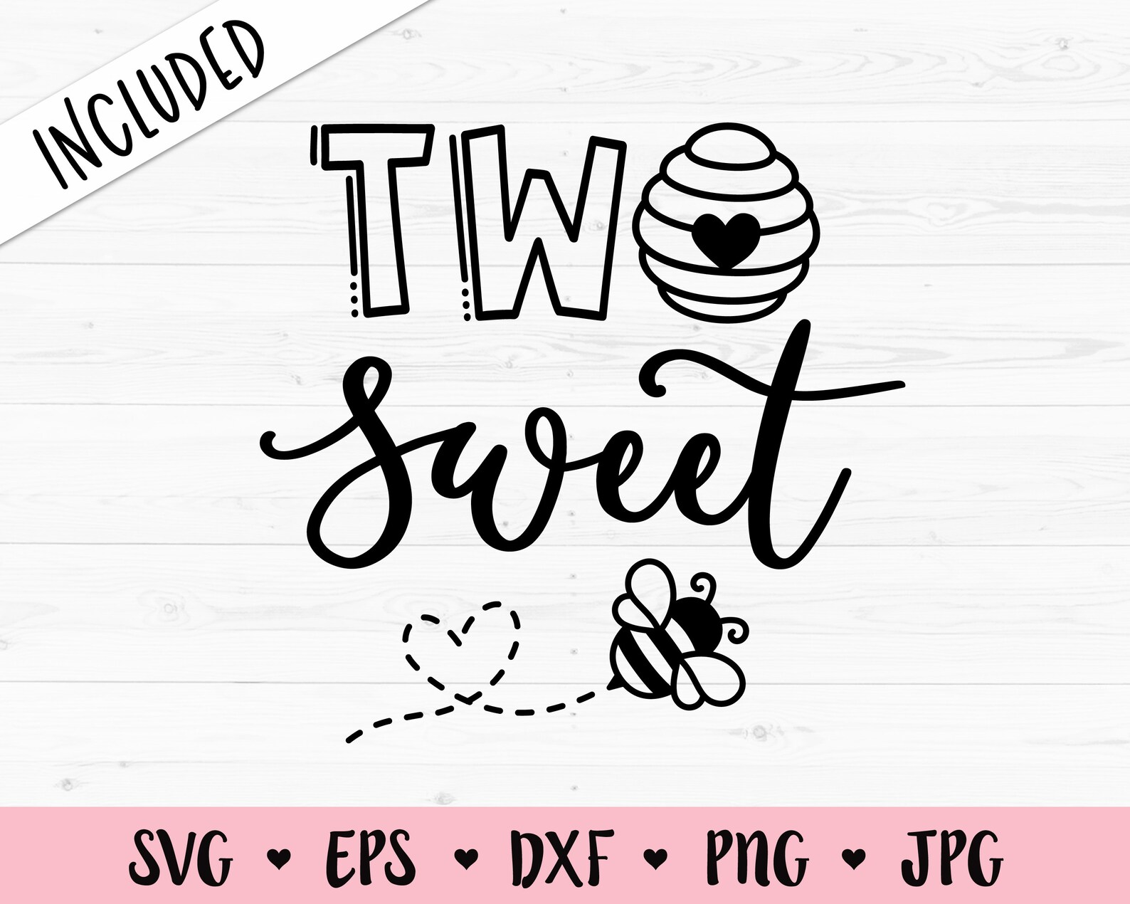 Two Sweet SVG 2nd Second Birthday Cut File 2 Years Old Baby - Etsy