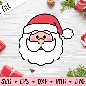 Santa Claus Face SVG Cute Santa layered cut file Funny Santa Head Clipart Christmas Noël Noël Winter Kid Shirt Silhouette Cricut Vinyl