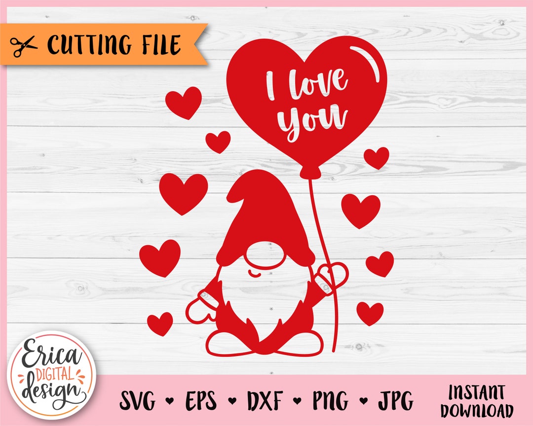 Valentine Gnome SVG Valentines Day Cut File for Cricut Silhouette Cute ...