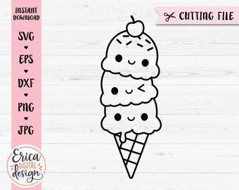 Glass disposition SVG klippfil Trippel glassstrut sommarfest strand söt dessert mat clipart sötsaker barnskjorta silhuett Cricut vinyl