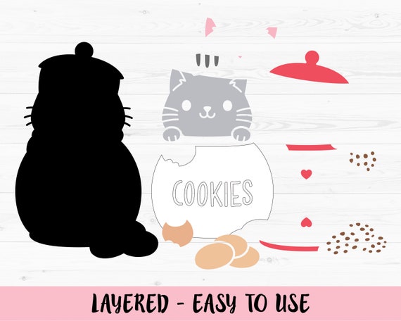Download Clip Art Cat In Cookie Jar Svg Outline Cut File Christmas Cats Cat Lovers Funny Cute Kitty Holidays Shirt Baby Onesie Silhouette Cricut Vinyl Iron On Art Collectibles