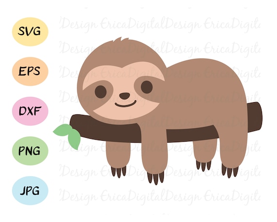 Download Cute sloth SVG Kawaii baby sloth cut file Funny lazy sloth ...