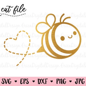 Arquivo de corte Bee SVG Cute Bumble bee Kawaii Honeybee Tumbler design Primavera Animal Silhueta Cricut Decalque de vinil Body para bebê Gravação a laser