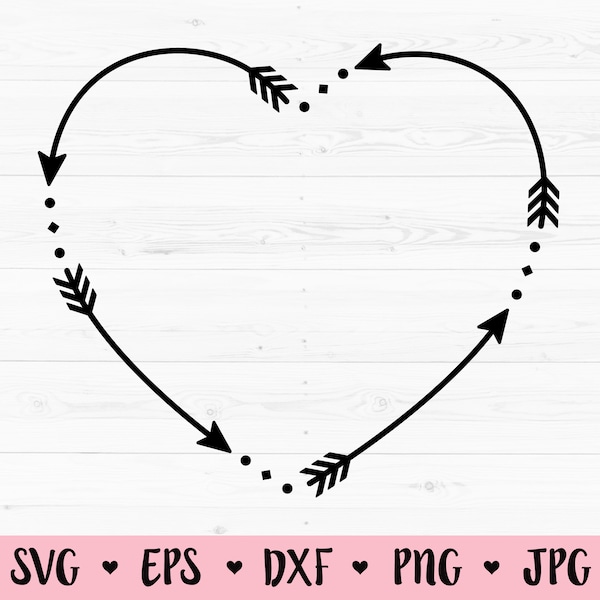 Arrow Heart SVG cut file Heart Arrow Monogram frame cutting file Circle arrows Boho Tribal arrows Valentine Wedding Silhouette Cricut Vinyl