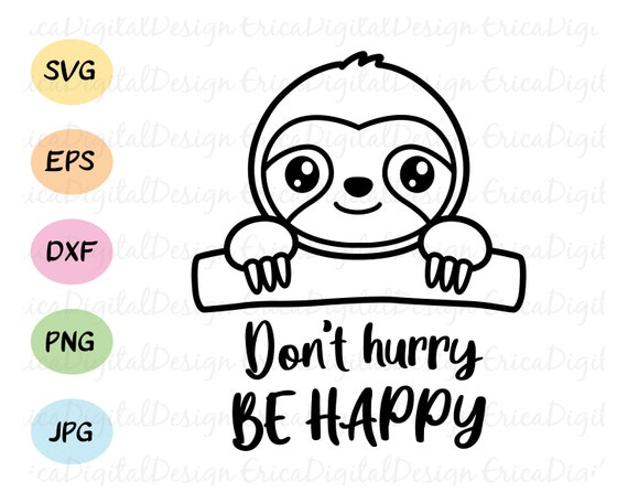 Download Cute Baby Sloth Outline Svg Kawaii Sloth Face Cut File Etsy