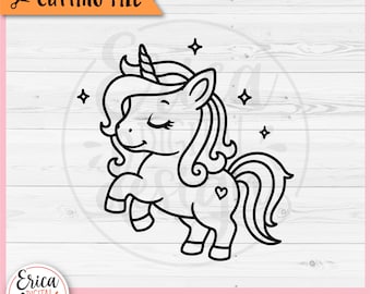 Baby Unicorn Outline SVG cut file for Cricut Silhouette Magical Cute Unicorn Baby Girl Baby Bodysuit Nursery Iron on Vinyl Laser Engraving