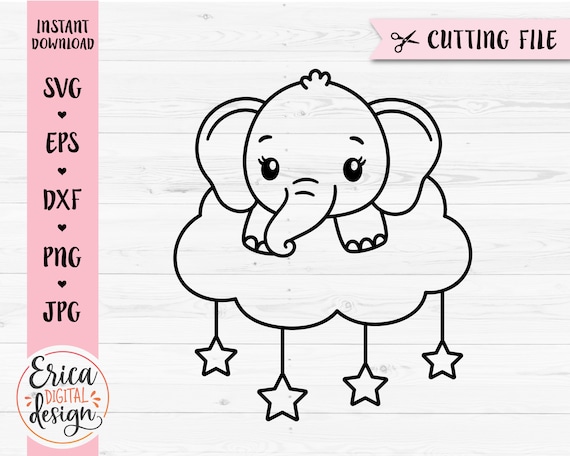 Baby Shower Elephant Outline