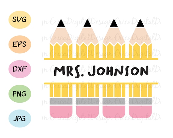 Download Split Pencil Monogram Svg Cut File Pencil Name Label Frame Etsy