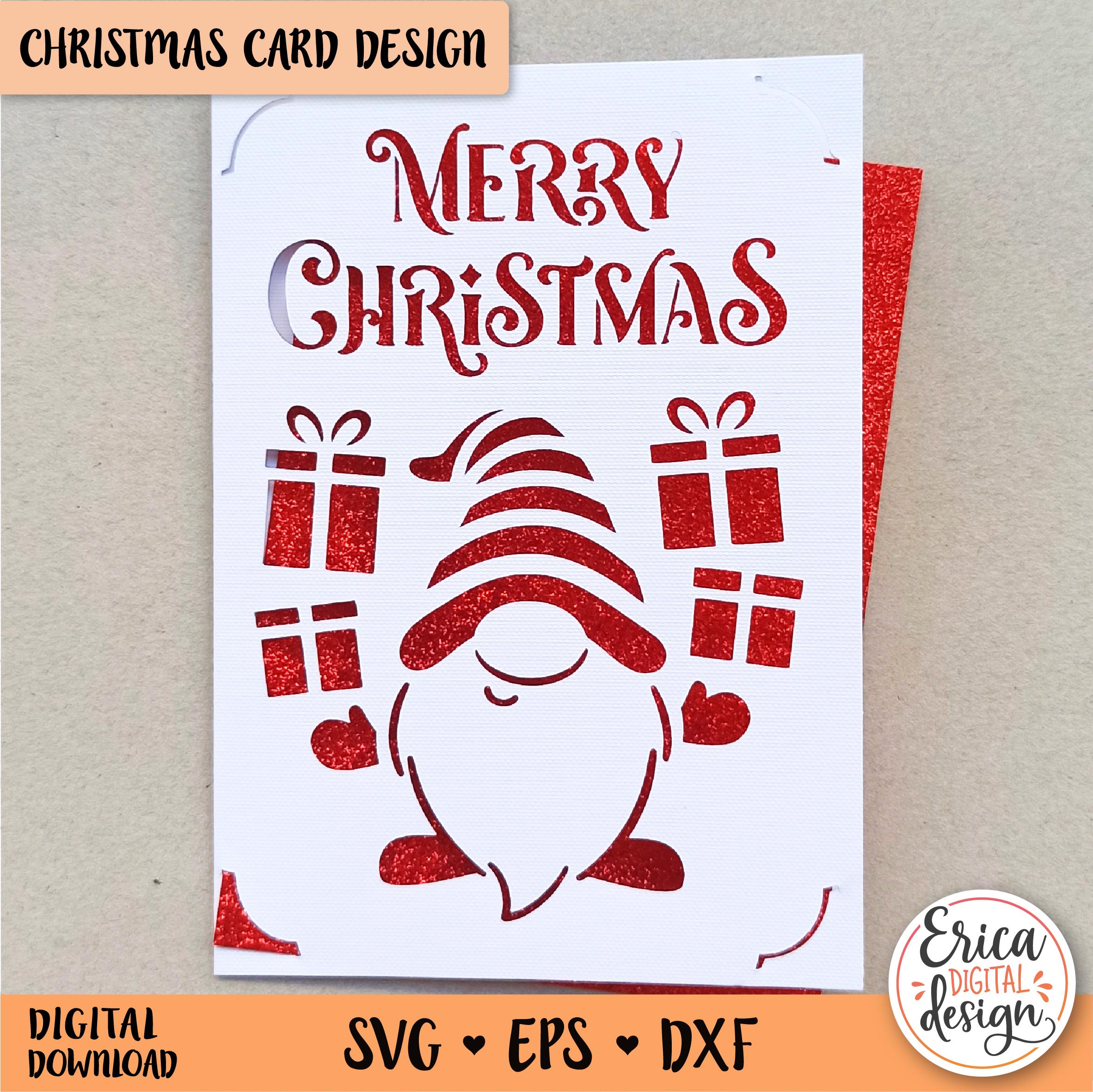 Gnome Christmas Card SVG Santa Gnome Cut File Cricut Silhouette Winter ...