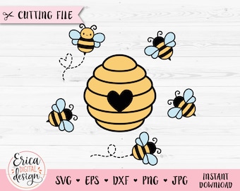 Beehive and bees SVG Beehive layered cut file Cricut Silhouette Cute Bumble bee Honey bee Bumblebee Tumbler Beekeeper Vinyl Commercial use