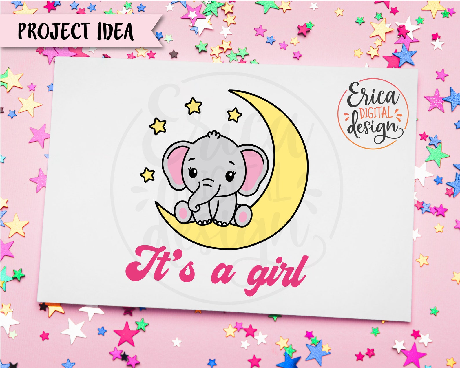 Baby Elephant SVG Sweet Elephant Moon Layered cut file ...
