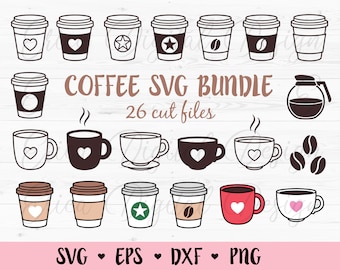 Coffee SVG Bundle Coffee cup cut file Coffee mug Coffee to go Coffee bean Coffee lover Mom fuel Silhouette Cricut Vinyl Decal Funny Shirt