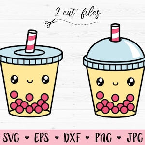 Bubble tea SVG Boba tea layered cut file Kawaii drink Cute food Boba Tea lover Summer Funny Cartoon Kid Shirt design Silhouette Cricut Vinyl