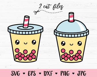 Bubble tea SVG Boba tea layered cut file Kawaii drink Cute food Boba Tea lover Summer Funny Cartoon Kid Shirt design Silhouette Cricut Vinyl