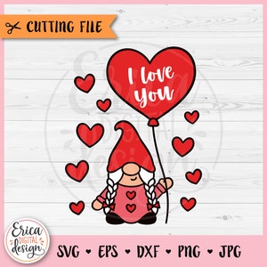 San Valentino Gnome SVG Be Mine San Valentino file di taglio a strati Cricut Silhouette Love You San Valentino Cuore Anniversario Fidanzamento Ferro su vinile