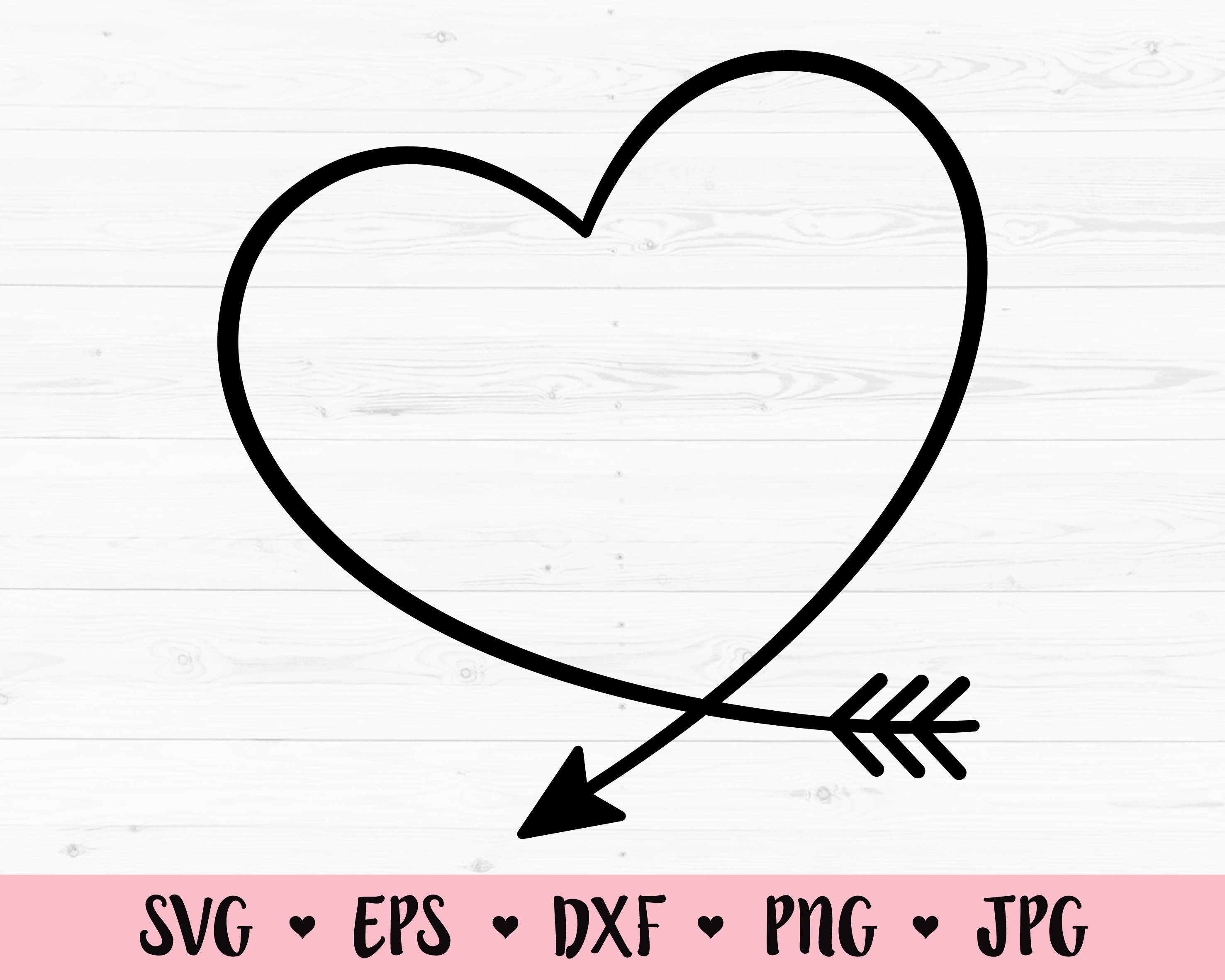 Heart Arrow SVG cut file Heart Monogram Frame Love Valentine | Etsy