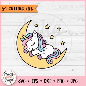 Unicorno a strati SVG Cute Baby Unicorn Moon file di taglio Cricut Silhouette Kawaii Unicorn Girl Camicia Baby Shower Ferro su incisione laser in vinile
