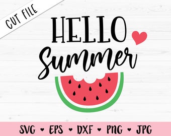 Hallo Sommer SVG Sommer geschichtet geschnitten Datei Wassermelone Melone SVG schneiden Datei lustige Strand Urlaub Shirt Sommer Zeit Silhouette Cricut Vinyl