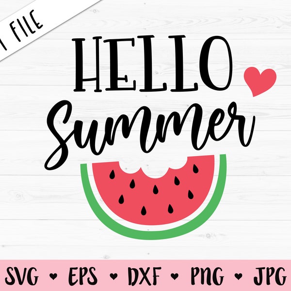 Hello Summer SVG Summer layered cut file Watermelon Melon SVG cutting file Funny Beach Vacation Shirt Summer time Silhouette Cricut Vinyl