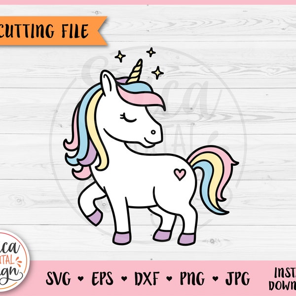 Baby Unicorn Layered SVG cut file for Cricut Silhouette Cute Magical Rainbow Unicorn Clipart PNG Baby Girl Newborn Nursery Iron on Vinyl