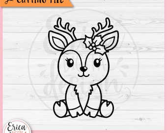 Cute Reindeer SVG Christmas Reindeer outline cut file for Cricut Silhouette Reindeer Girl Winter Woodland Animal Funny Christmas Shirt Vinyl