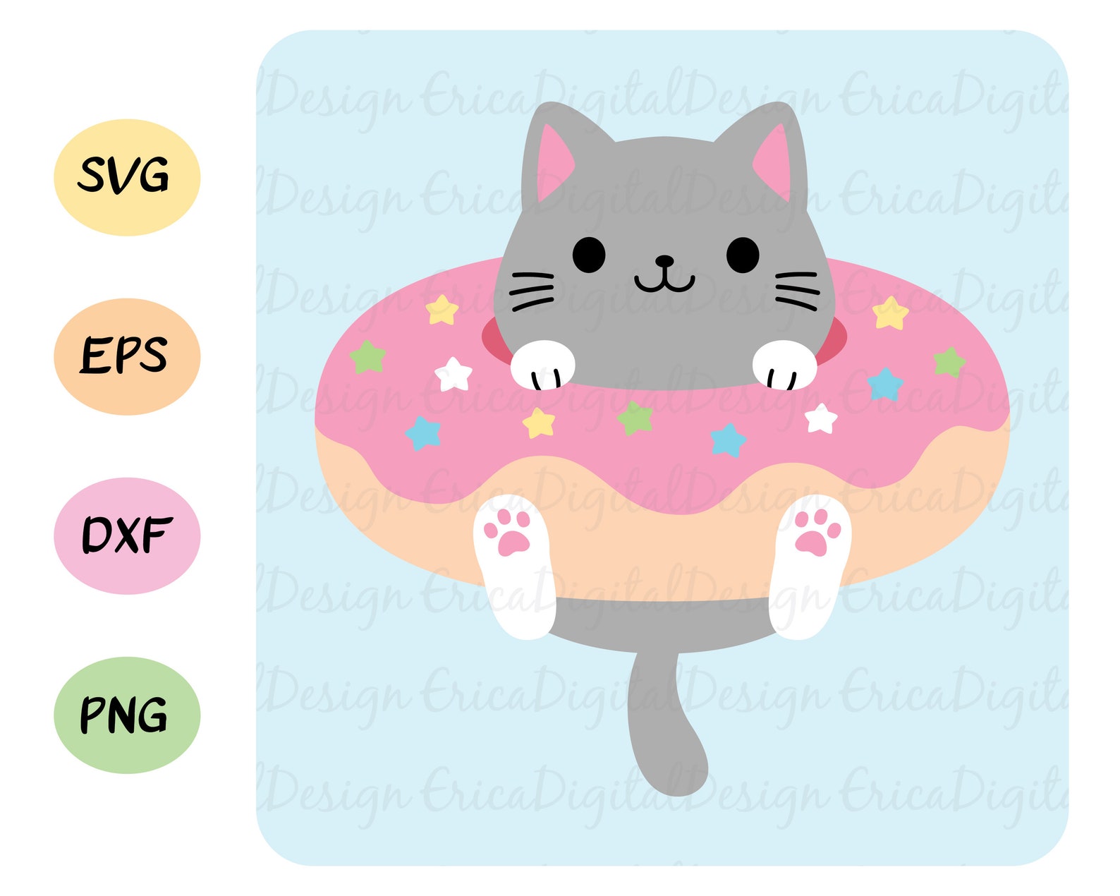 Download Cute cat SVG Donut cat layered cut file Kawaii kitty ...