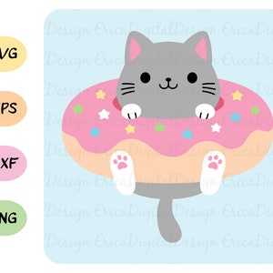 Download Cute cat SVG Donut cat layered cut file Kawaii kitty ...