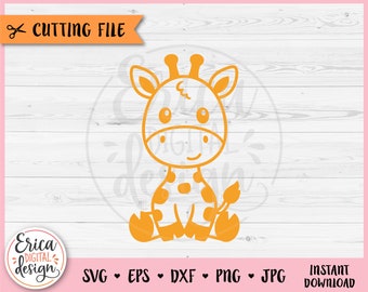 Cute Giraffe SVG Baby Giraffe Outline Cricut Silhouette Cut File Cute ...