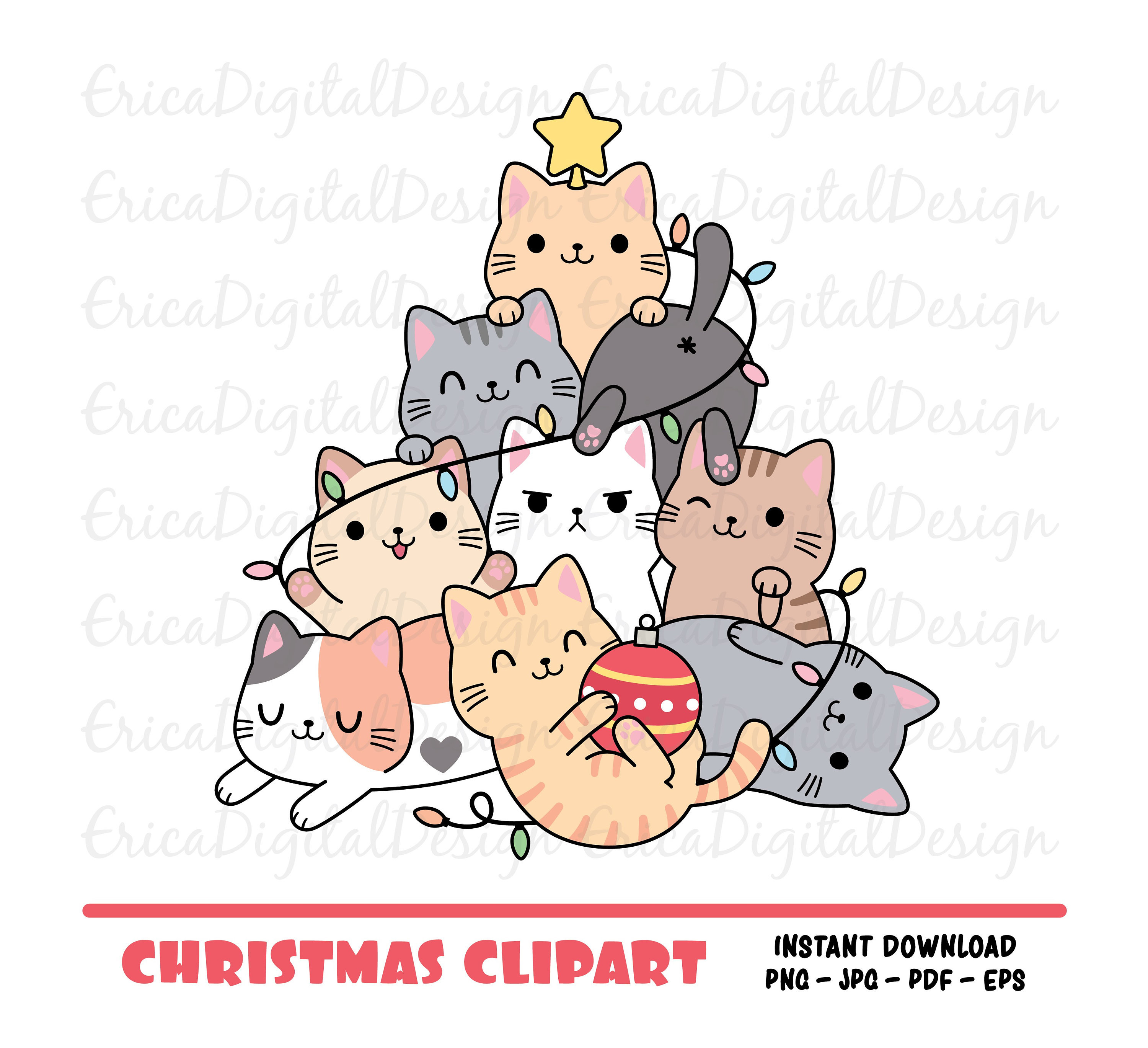 holiday cat clipart cartoon