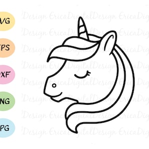 Unicorn outline SVG Magical unicorn cutting file Kawaii cute unicorn vector cut file EPS DXF Silhouette Cameo Curio Cricut Vinyl Iron on