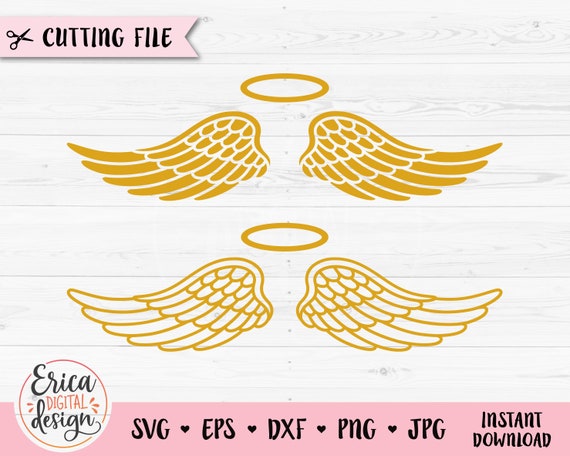 Download Wings Svg Angel Wings Cutting File Halo Cut File Wings Outline Etsy