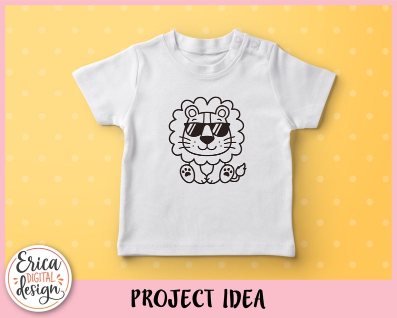 Cute Lion With Sunglasses Outline SVG Cut File for Cricut Silhouette ...