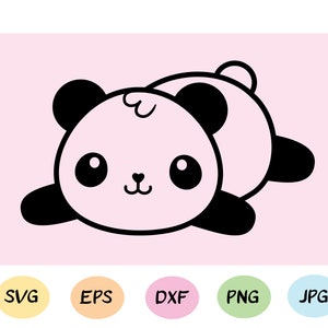 Cute baby panda SVG Kawaii panda lying down Decal cut file Funny Cartoon cutting svg Cuttable vector EPS DXF Silhouette Cameo Cricut Vinyl