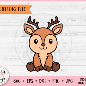 Niedliche Hirsch überlagerte SVG-Datei für Cricut Silhouette Baby Hirsch Clipart PNG Wald Wald Tier Kleinkind Shirt Baby Shower Body Vinyl
