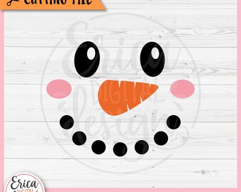 Snowman Face SVG Cute Snowman Head layered cut file for Cricut Silhouette Funny Christmas Winter Snowman Clipart Baby First Christmas Shirt