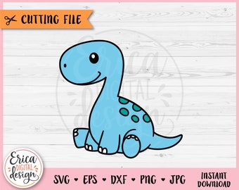 赤ちゃん恐竜レイヤード SVG カット ファイル Cricut シルエット かわいいブロントサウルス恐竜クリップアート PNG ジュラ紀の動物 幼児男の子シャツ ボディスーツ ビニール