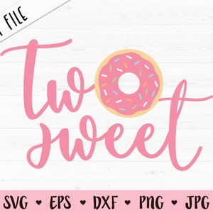 Zwei süße SVG geschnitten Datei süße 2. zweiten Geburtstag schneiden Datei 2 Jahre alt Baby Mädchen Geburtstag Donut Silhouette Cricut Vinyl Body Shirt