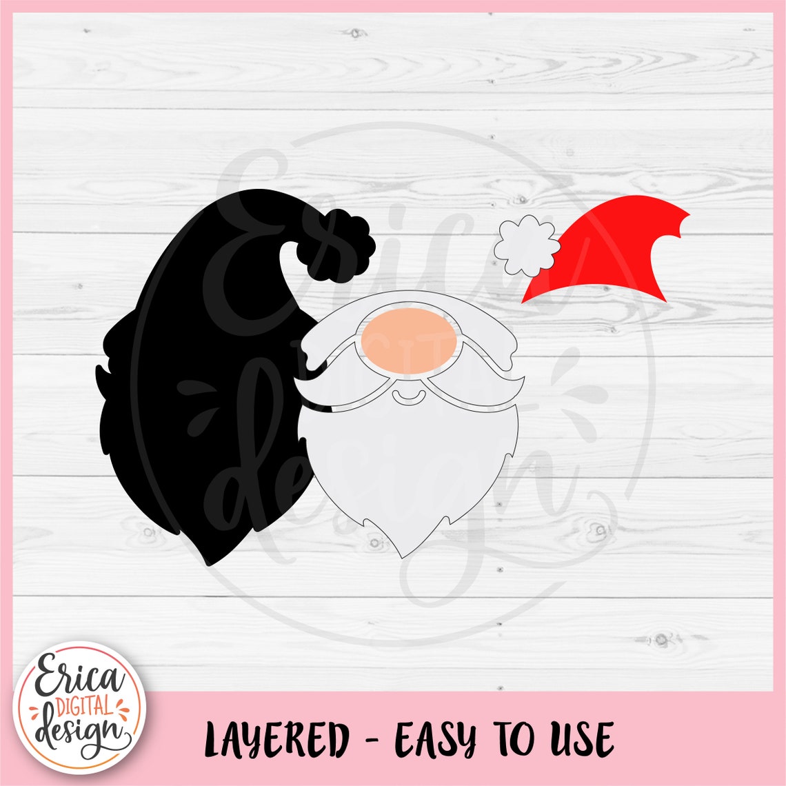 Santa Gnome Face SVG Christmas Gnome Layered Cut File Cricut Silhouette ...