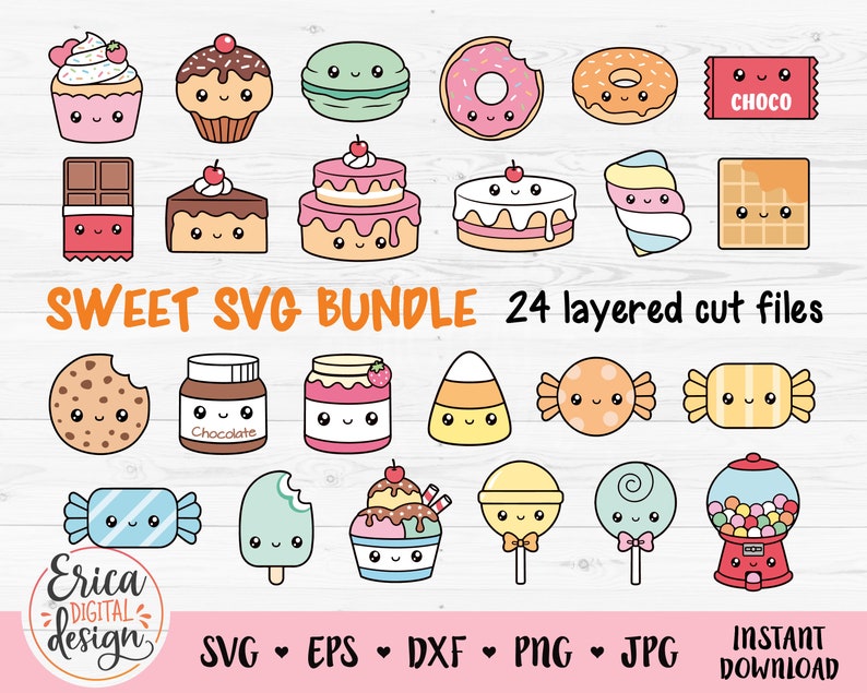 Sweets SVG Bundle Candy Layered Cut File Cricut Silhouette - Etsy