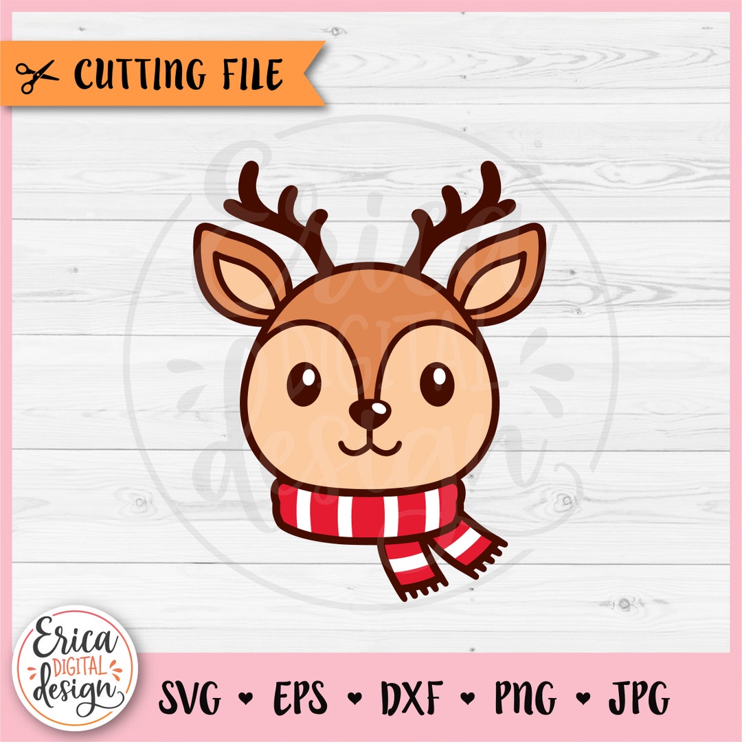 Reindeer Face SVG Christmas Reindeer Layered Cut File for Cricut