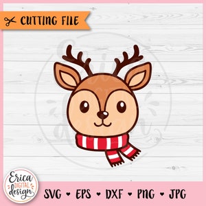 File di taglio a strati di renna faccia SVG Natale renna per Cricut Silhouette renna carina Clipart cervi Woodland animale ragazzo camicia di Natale